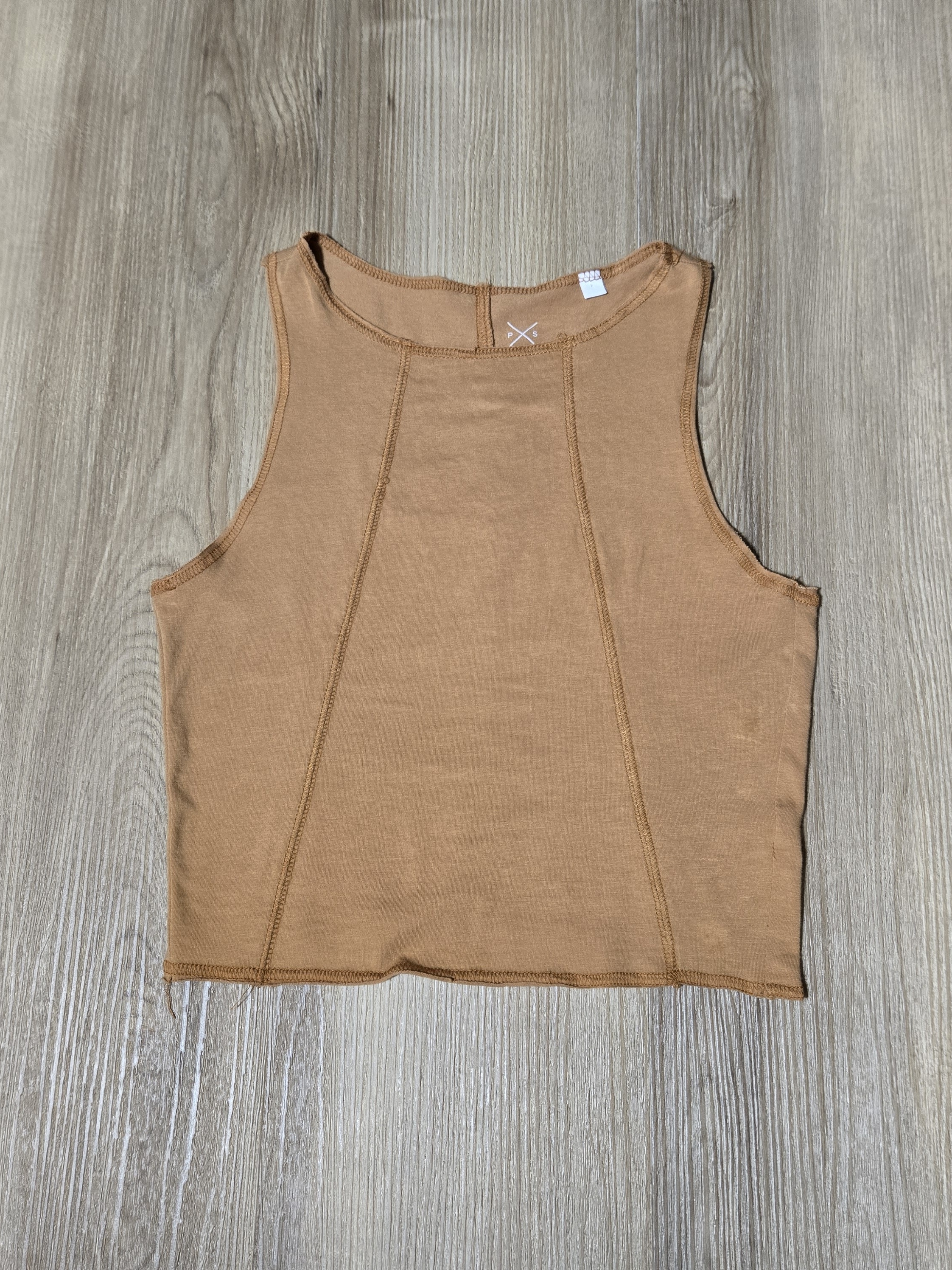 Pacsun Sleeveless Crop Tank Top In Caramel Brown